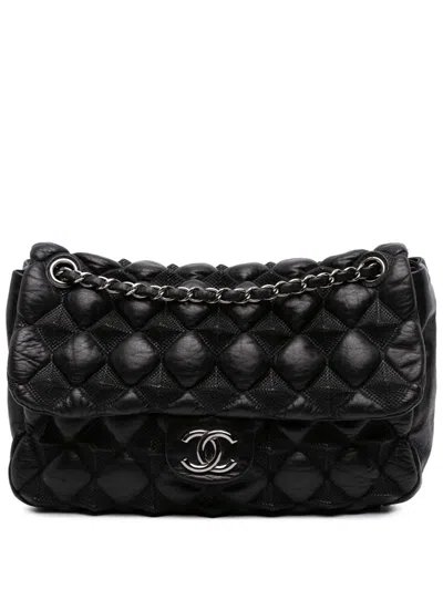 Pre-owned Chanel 2008-2009 Quilted Lambskin Stravinsky Flap Shoulder Bag In Black