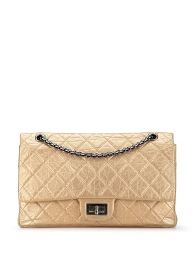Pre-owned Chanel 2008-2009 Reissue 2.55 Aged Calfskin Double Flap 227 Shoulder Bag In Gold