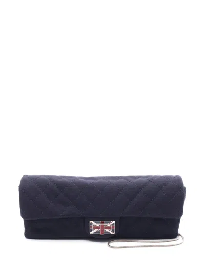 Pre-owned Chanel 2008-2009 Reissue 2.55 Quilted Jersey Union Jack East West Flap Shoulder Bag In Blue