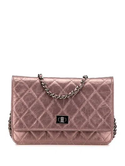 Pre-owned Chanel 2008-2009 Reissue 2.55 Quilted Metallic Aged Calfskin Wallet On Chain Handbag