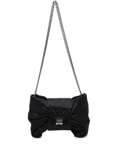 Pre-owned Chanel 2008-2009 Satin Ribbon Shoulder Bag In Black