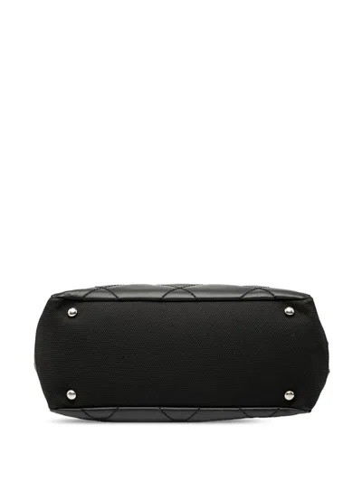 Pre-owned Chanel 2008-2009 Small Quilted Coated Canvas Paris Biarritz Tote Bag In Black