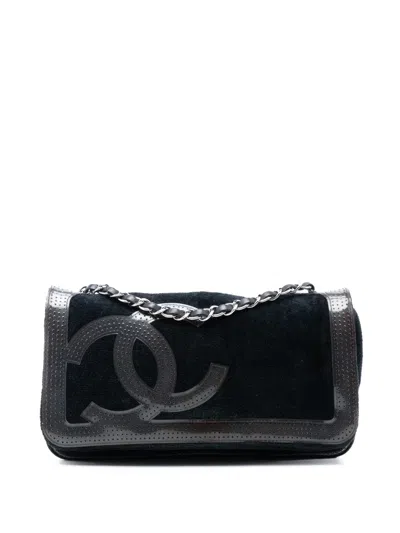 Pre-owned Chanel 2008-2009 Terry Cloth Cc Sport Line Shoulder Bag In Black