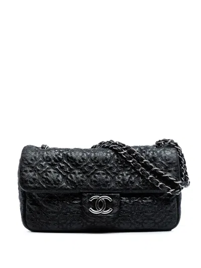 Pre-owned Chanel 2008-2009 Vinyl Rock In Moscow Single Flap Shoulder Bag In Black
