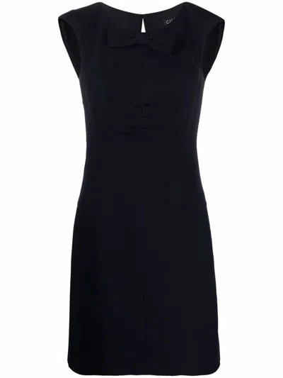 Pre-owned Chanel Bow Detail Sleeveless Dress In Blue