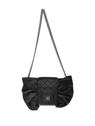 Pre-owned Chanel 2008 Bow Shoulder Bag In Black