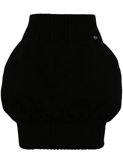 Pre-owned Chanel 2008 Buttoned Cashmere Skirt In Black