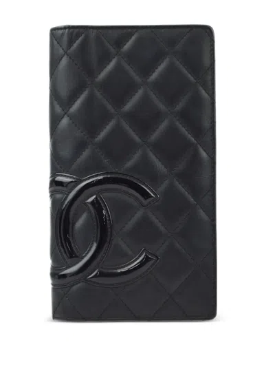 Pre-owned Chanel 2008 Cambon Ligne Long Wallet In Black