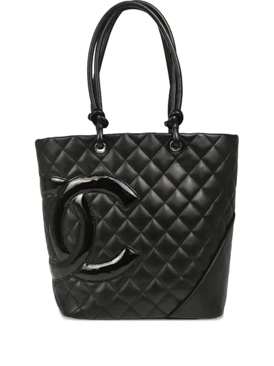 Pre-owned Chanel 2008 Cambon Tote Bag In Black