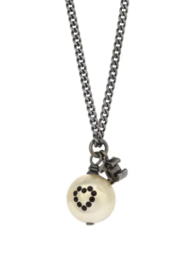 Pre-owned Chanel 2008 Cc Faux-pearl Necklace In Silver