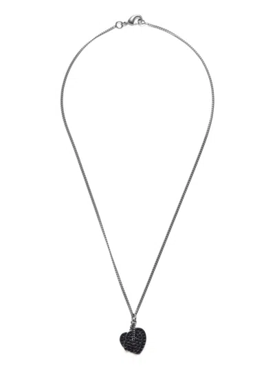 Pre-owned Chanel 2008 Cc Heart Pendant Necklace In Silver