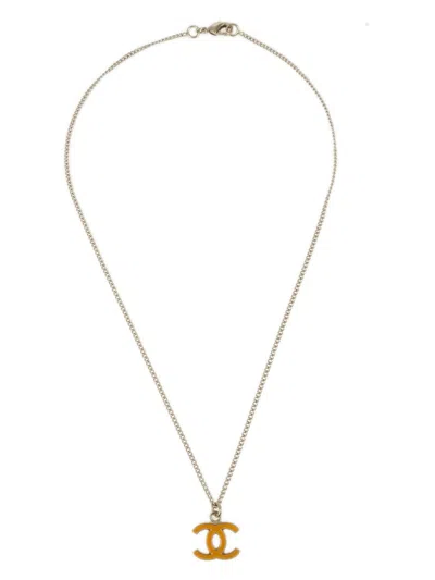Pre-owned Chanel 2008 Cc Pendant Necklace In Gold
