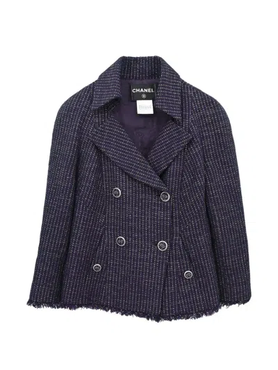 Pre-owned Chanel 2008 Double-breasted Tweed Jacket In Purple