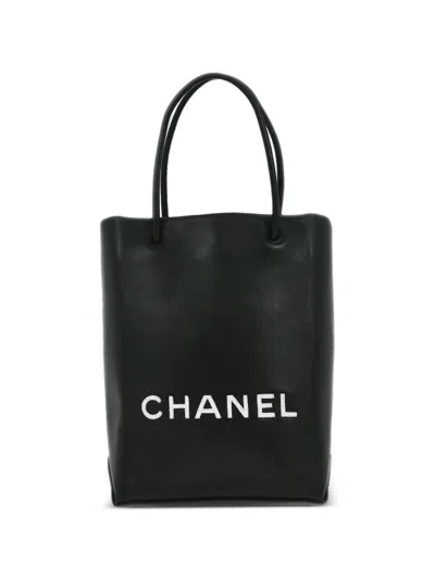 Pre-owned Chanel 2008 Essential Logo Tote Bag In Black