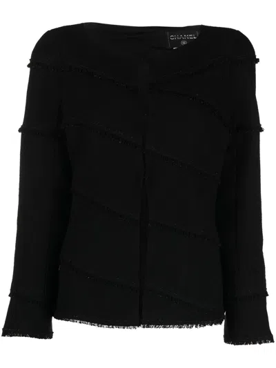 Pre-owned Chanel 2008 Frayed Detailing Single-breasted Jacket In Black