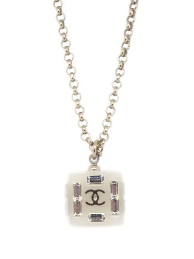 Pre-owned Chanel 2008 Geometric Cc Logo Necklace In Gold
