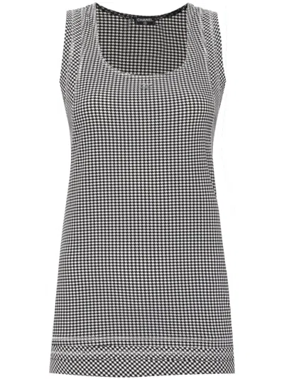 Pre-owned Chanel 2008 Houndstooth-print Tank Top In Black, White