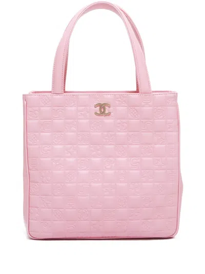 Pre-owned Chanel 2008 Icon Choco Bar Handbag In Pink
