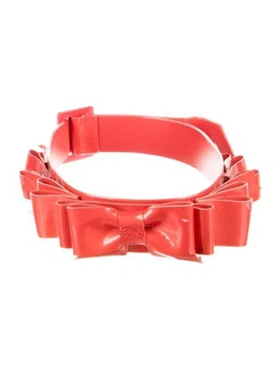 Pre-owned Chanel 2008 Interlocking Cc Logo Waist Belt In Red
