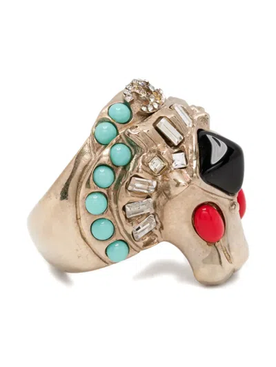 Pre-owned Chanel 2008 Lion Head Ring In Gold