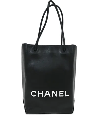 Pre-owned Chanel 2008 Logo Tote Bag In Black