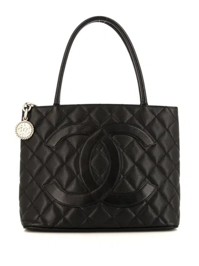 Pre-owned Chanel 2008 Medallion Tote Bag In Black