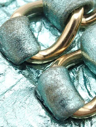 Pre-owned Chanel 2008 Metallic Lambskin Cc Turn Lock Bracelet Costume Bracelet In Blue