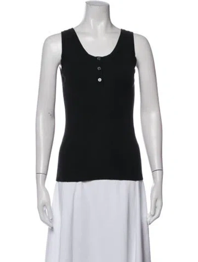 Pre-owned Chanel 2008 Scoop Neck Top In Black