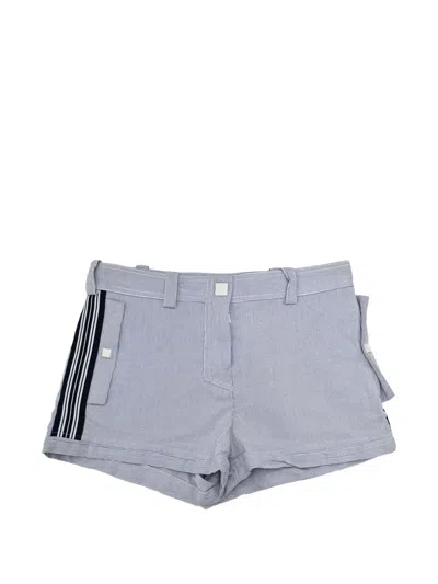 Pre-owned Chanel 2008 Sport Line Striped Shorts In Blue