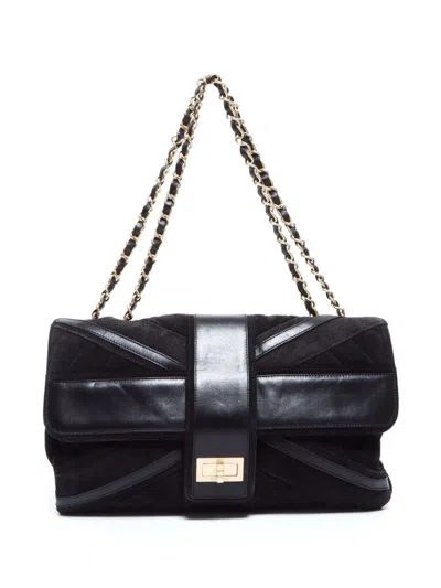Pre-owned Chanel 2008 Union Jack Reissue Shoulder Bag In Black