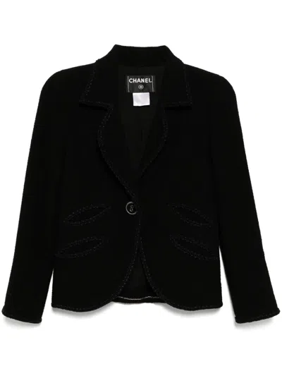 Pre-owned Chanel 2008 V-neck Jacket In Black