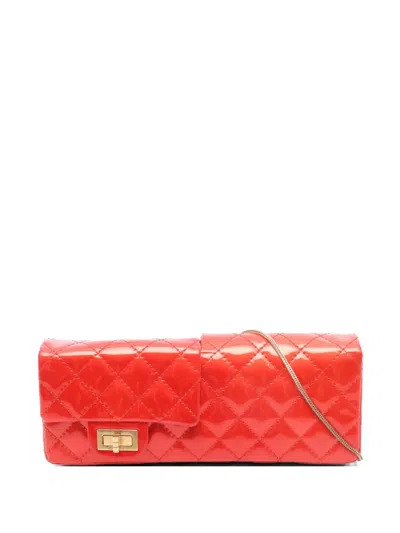 Pre-owned Chanel 2008-2009 2.55 Matelassé Clutch Bag In Red