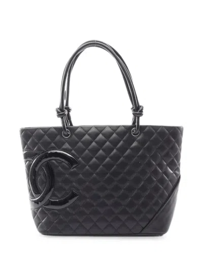 Pre-owned Chanel 2008-2009 Cambon Line Quilted Tote Bag In Black