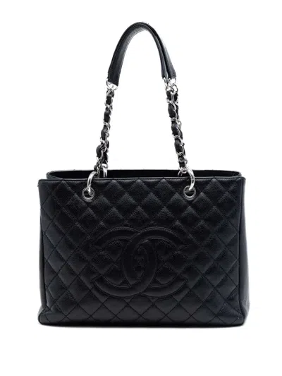 Pre-owned Chanel 2008-2009 Caviar Grand Shopping Tote Bag In Black