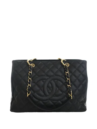Pre-owned Chanel 2008-2009 Caviar Grand Shopping Tote Bag In Black