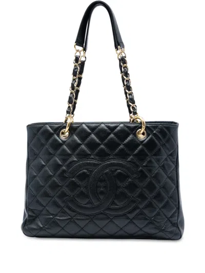 Pre-owned Chanel 2008-2009 Caviar Grand Shopping Tote Bag In Black