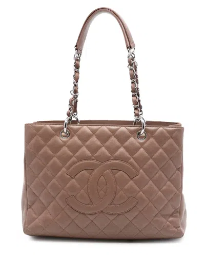 Pre-owned Chanel 2008-2009 Caviar Grand Shopping Tote Bag In Brown