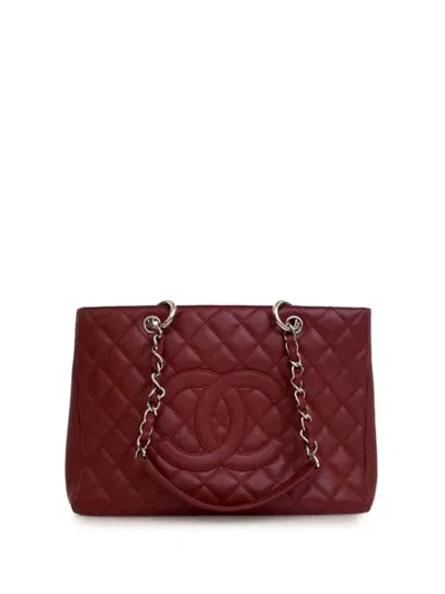 Pre-owned Chanel 2008-2009 Caviar Grand Shopping Tote Bag In Red