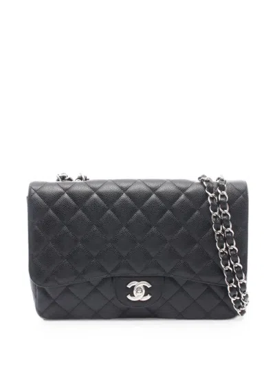 Pre-owned Chanel 2008-2009 Caviar Matelassé Shoulder Bag In Black