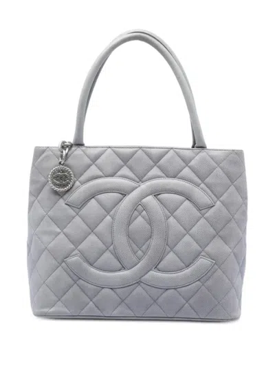 Pre-owned Chanel 2008-2009 Caviar Medallion Tote Bag In Gray