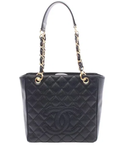 Pre-owned Chanel 2008-2009 Caviar Shopping Tote Bag In Black
