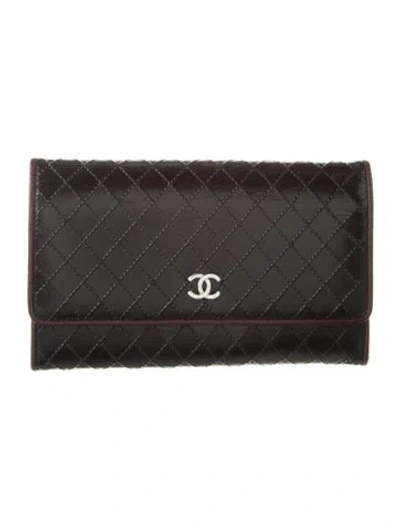 Pre-owned Chanel 2008-2009 Interlocking Cc Logo Wallet In Black