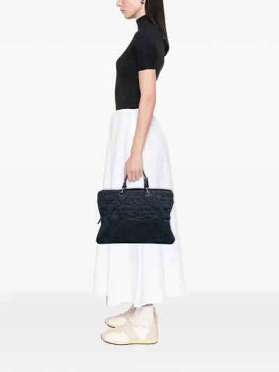 Pre-owned Chanel 2008-2009 Large Cc Quilted Denim Timeless Tote Bag In Blue