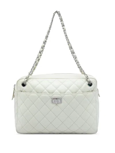 Pre-owned Chanel 2008-2009 Large Quilted Caviar Reissue Camera Bag Shoulder Bag In White