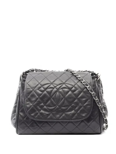 Pre-owned Chanel 2008-2009 Matelassé Caviar Skin Shoulder Bag In Black