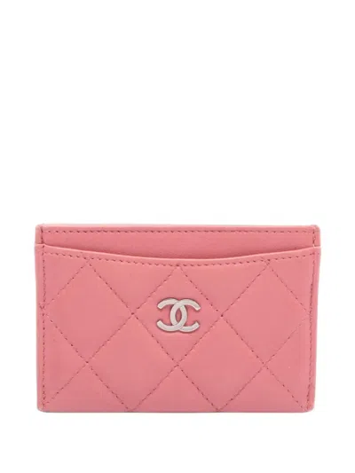 Pre-owned Chanel 2008-2009 Matelassé Cc Card Case In Pink