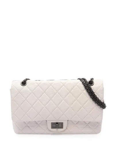 Chanel 2008-2009 Maxi 2.55 Matelasse Mademoiselle Shoulder Bag In White