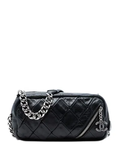 Pre-owned Chanel 2008-2009 Quilted Lambskin Chain Shoulder Bag In Black