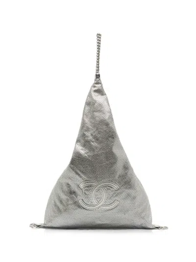 Pre-owned Chanel 2008-2009 Rodeo Drive Perforated Tote Bag In Silver