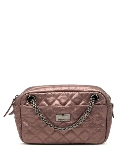 Pre-owned Chanel 2008-2009 Small Metallic Quilted Aged Calfskin Reissue Camera Bag Shoulder Bag In Pink